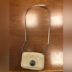 Kate Spade Cream Pebbled Leather GOLD Chain Turn Lock Mini Crossbody Bag